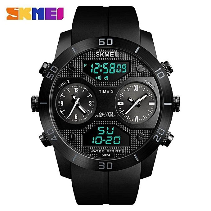 Men's Multifunction Dual Display Waterproof Watch