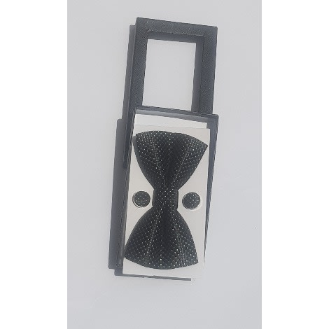Silky Bowtie - Pocket Square And Cufflinks - Black