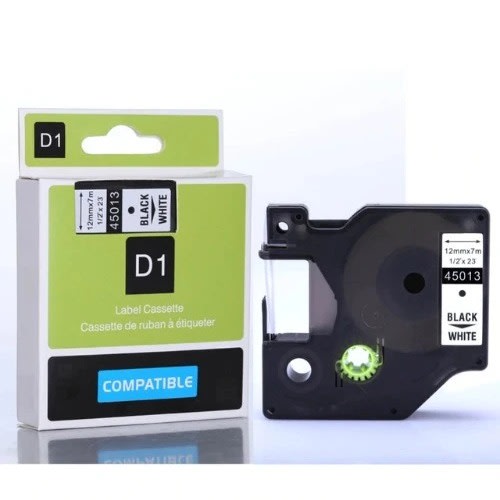 Standard D1 45013 Labeling Tape - Black Print On White Tape - 1