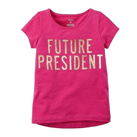 Girls Future President Hi-lo Graphic Top- Pink
