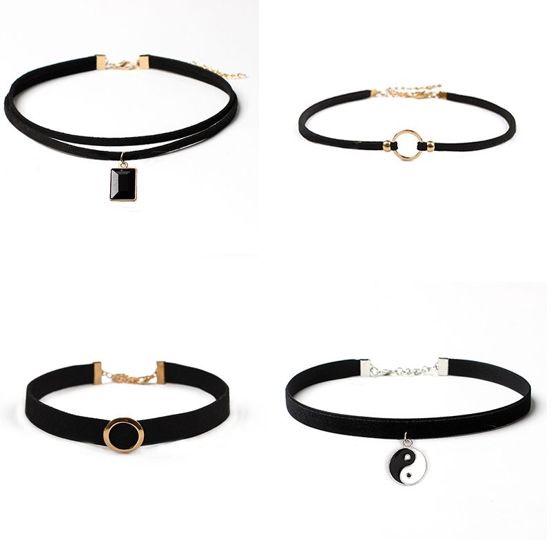 4pcsVelvet Lace Vintage Choker Necklace Charm Gothic Punk Accessories