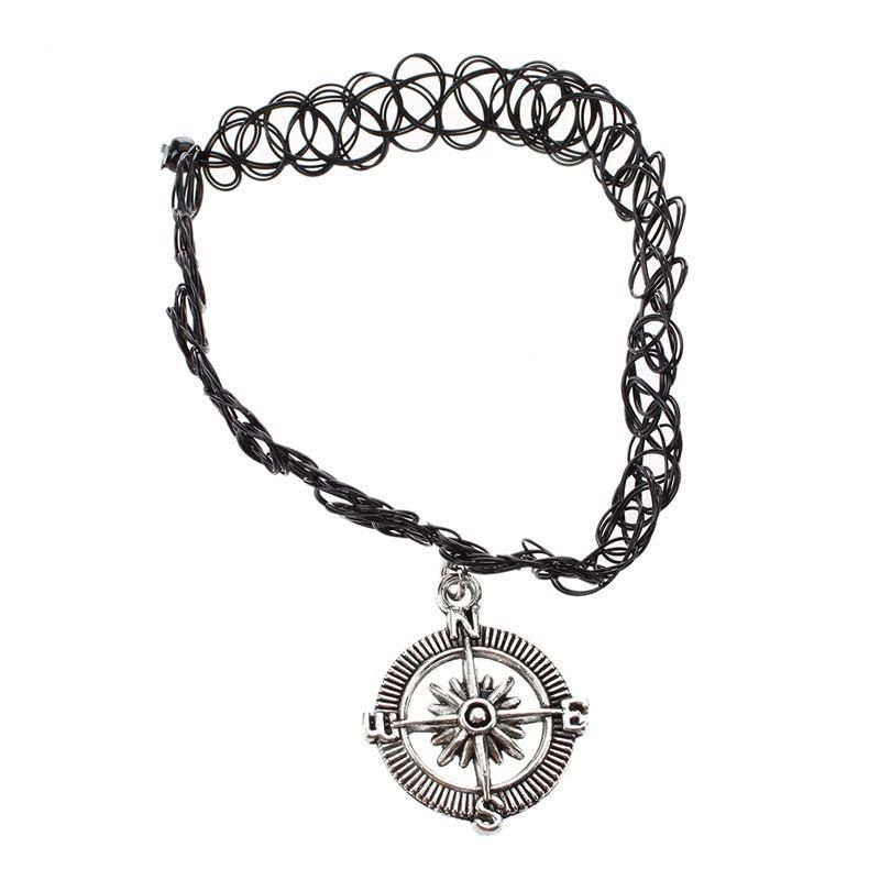 Elastic Boho Tattoo Choker Strand Neck Black Retro