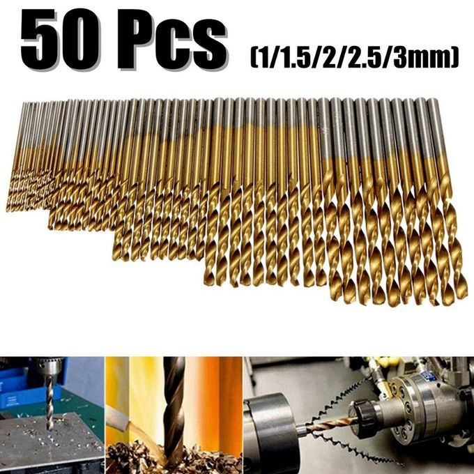 50Pcs Titanium Coated Drill Bits Set