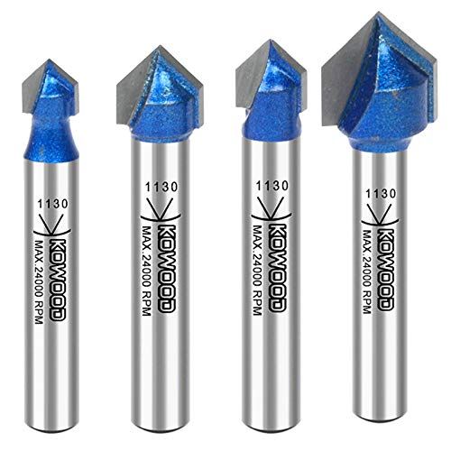 KOWOOD Plus 90 V Groove Router Bit Set 14 Inch Shank Cutting