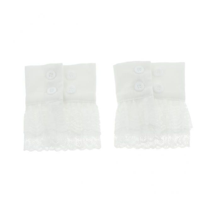 2x White Lace Floral Ladies Wrist Sleeve Short Winter Arm Warmer Cuff