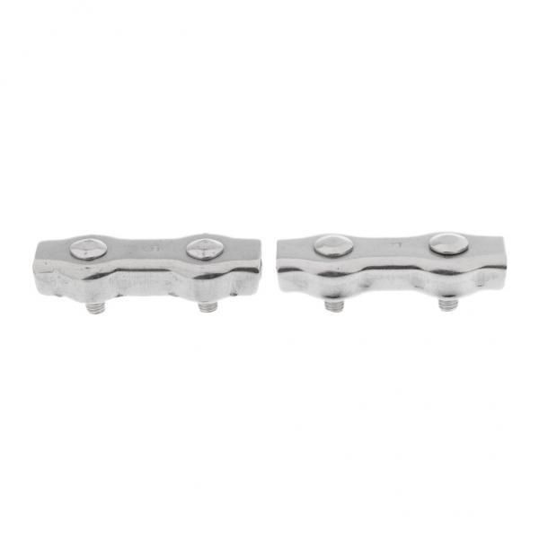 6X 2 Pieces Stainless Steel Duplex 2 Bolt Clip Wire Rope Cable