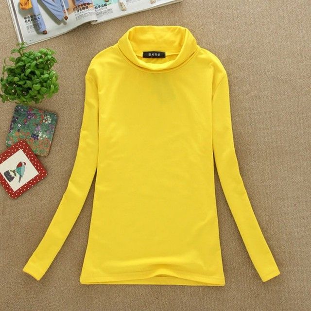 Fall Winter Long Sleeve Turtleneck S Cotton Slim DQ0211Y