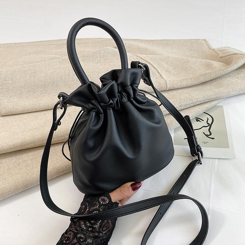 Mini drawstring bucket bag, simple portable shoulder bag, trendy student crossbody bag, women's