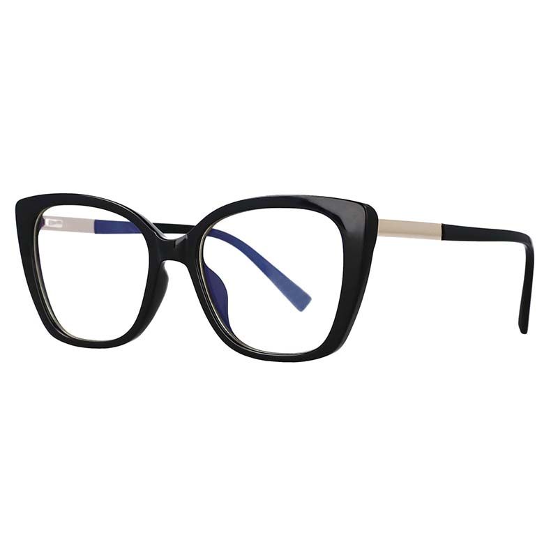 (Black)53117 For Ladies Anti Blue Light Glasses Frames Spring Leg Cat Eye Women