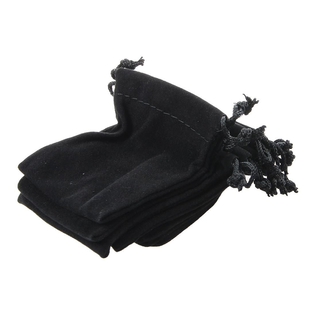 Medium Velvet Black Pouches With Drawstrings