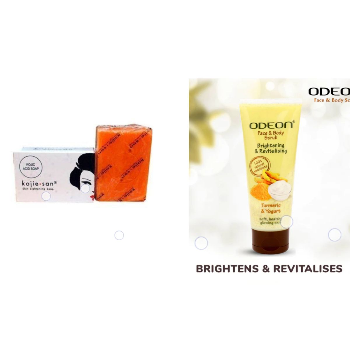 Kojic Acid Soap + Odeon Turmeric And Yogurt Face Scrub
