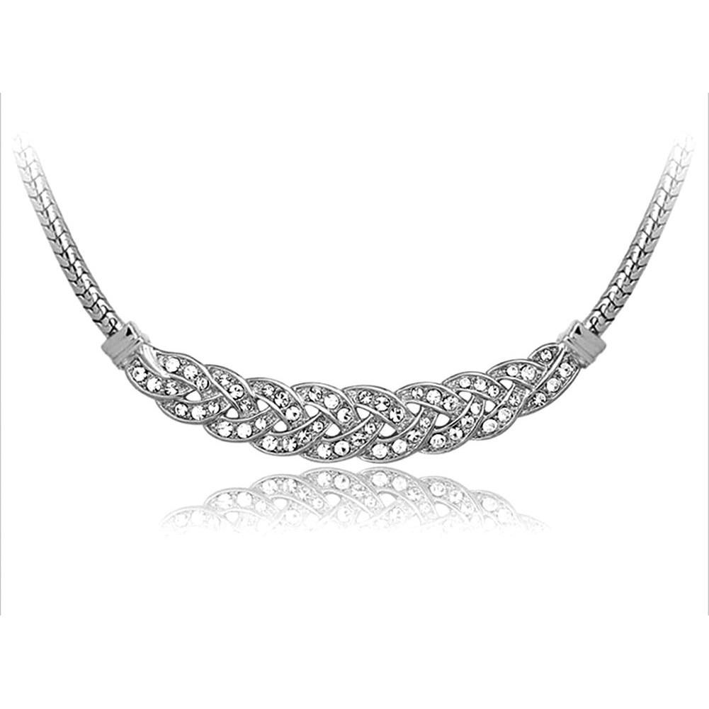 Twist flash diamond necklace short dress silver