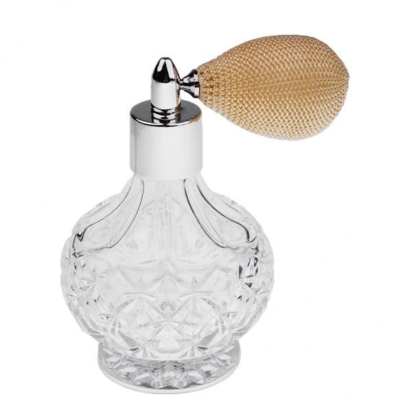 2xVintage Crystal Empty  Bottle Short   Glass 100ml Beige