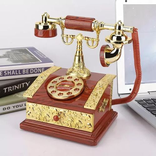 Antique Retro Phone Vintage Corded Telephone - With Storage