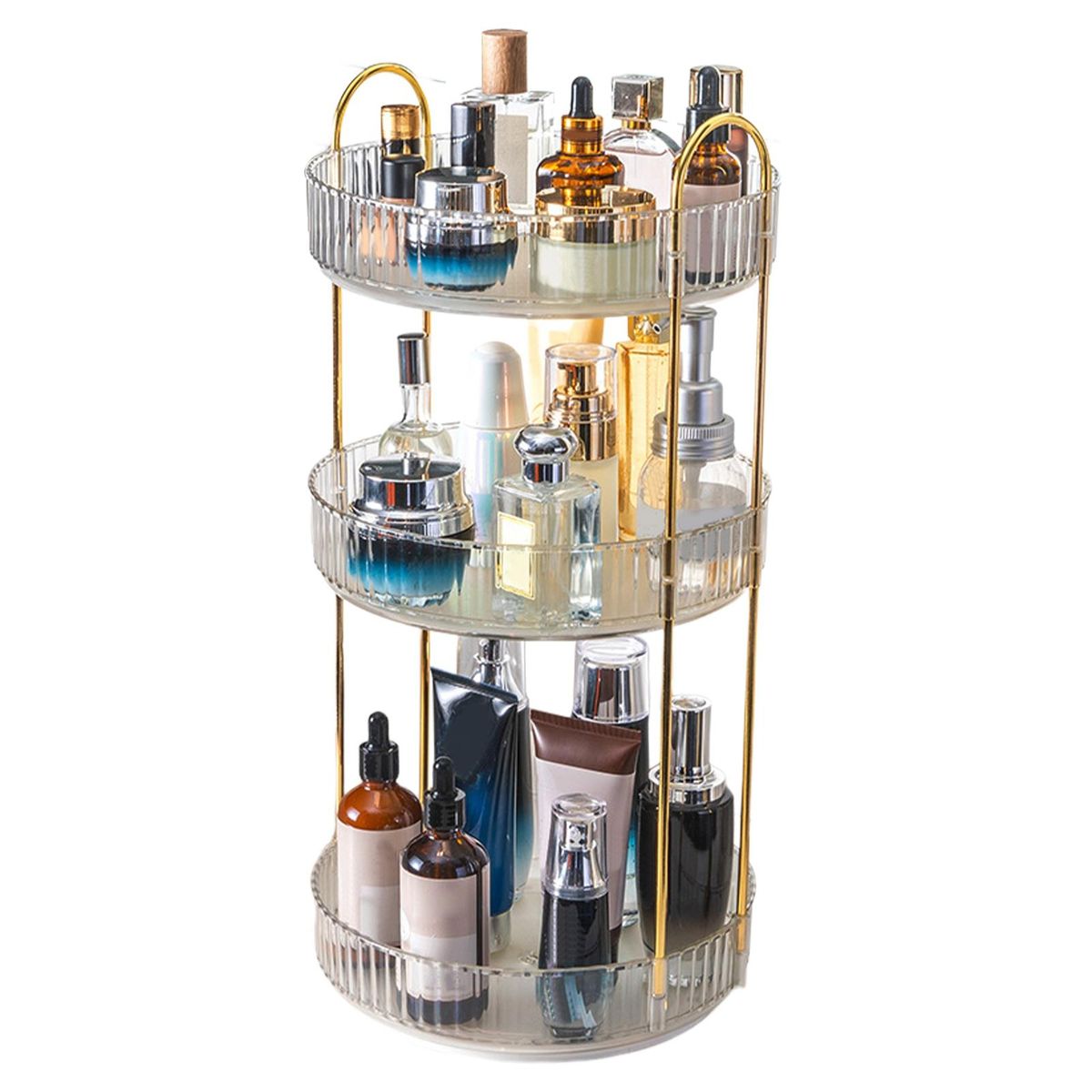 Cosmetics Holder Desktop 360-degree Rotating Makeup Storage Holder Clear