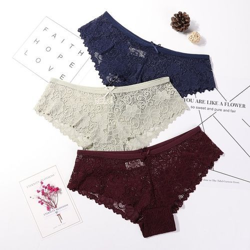 3 Pcs Panties For Woman  Y Lace Breathable Soft Lingerie Female Briefs Panty Y Transparent Women's Underpants