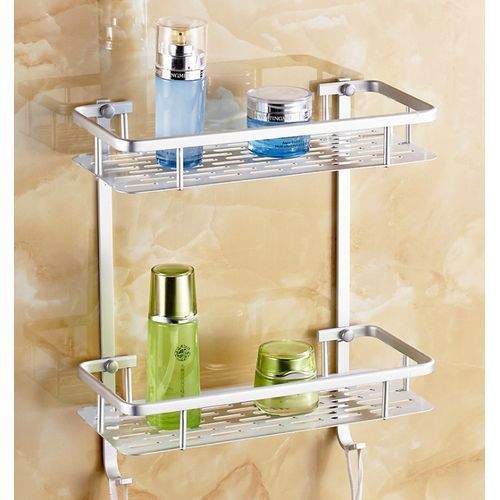 Double Layers Bathroom Toilet Corridor Aluminum Wall Mounted Storage Shelf Rack