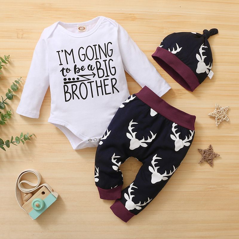 Baby Boys Long Sleeves Bodysuit Antlers Clothes Set Cotton Pajamas
