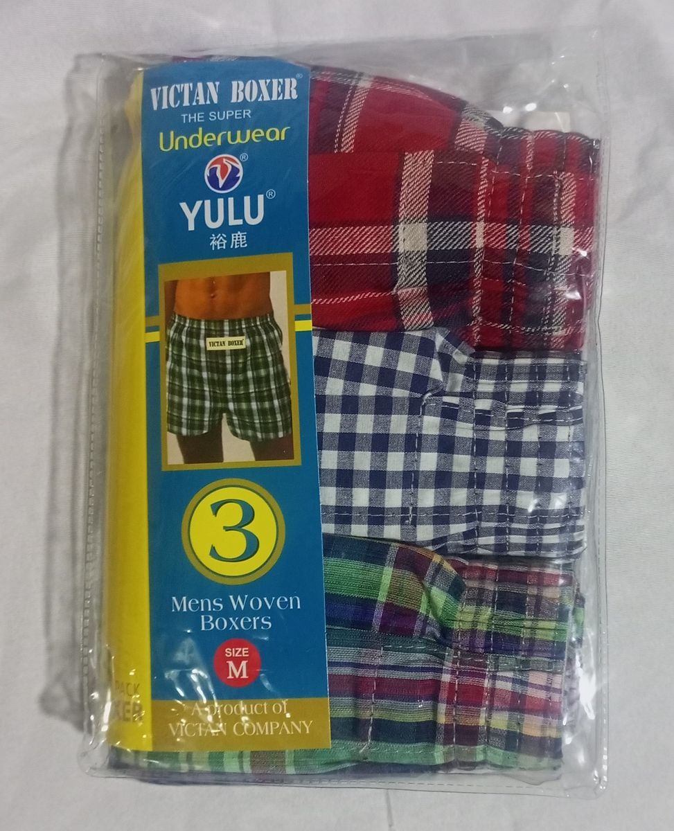 3 In 1 Mens Woven Cotton Boxers - Multicolour