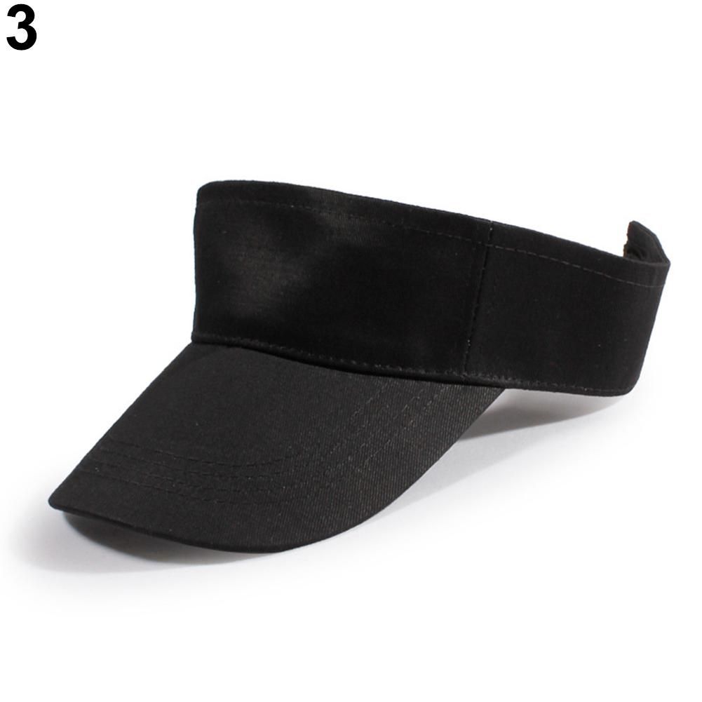 Men Women Summer Adjustable Sun Visor Tennis Golf Hat-Black