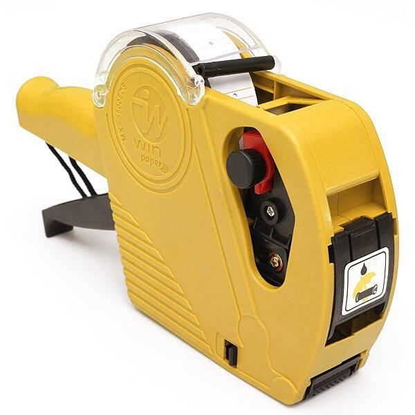 MX-5500 EOS 8 Digits Price Tag Labeler +5000 White W/Red Lines Labels +1 Ink - Intl Yellow