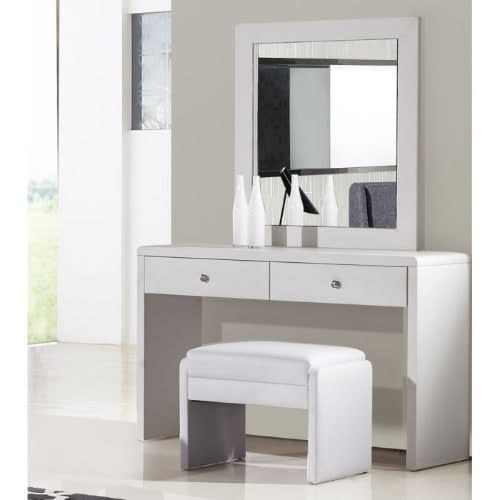 Boa Furniture- O2 Bethany Dressing Mirror With Additional Stool- White