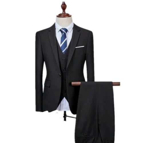 English Men's Suit - Three Pieces Suit - Black