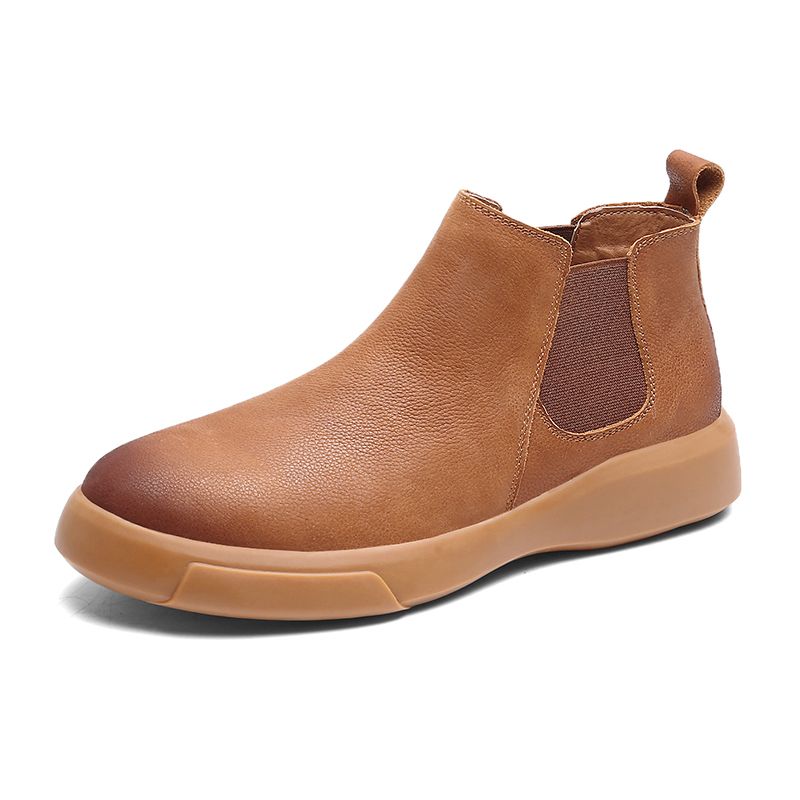 Big Size Mens Ankle Boots Chelsea Leather Boots-Brown