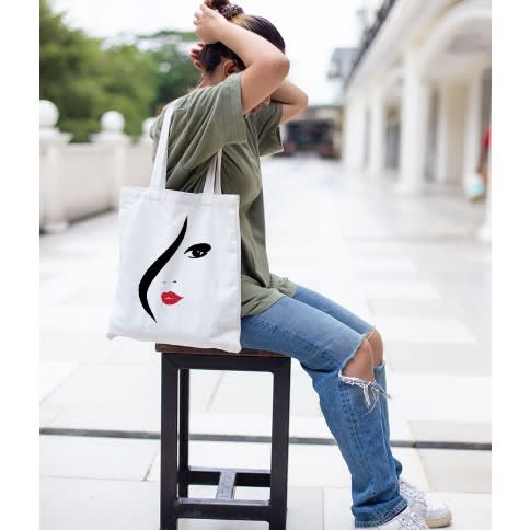 Females Face Design Tote Bag - 16 x 12 inches