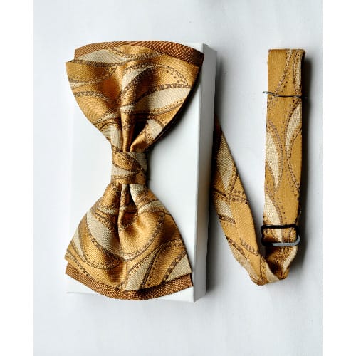 Men's Floral Bow Tie - Mbt-2842 - Gold/biege