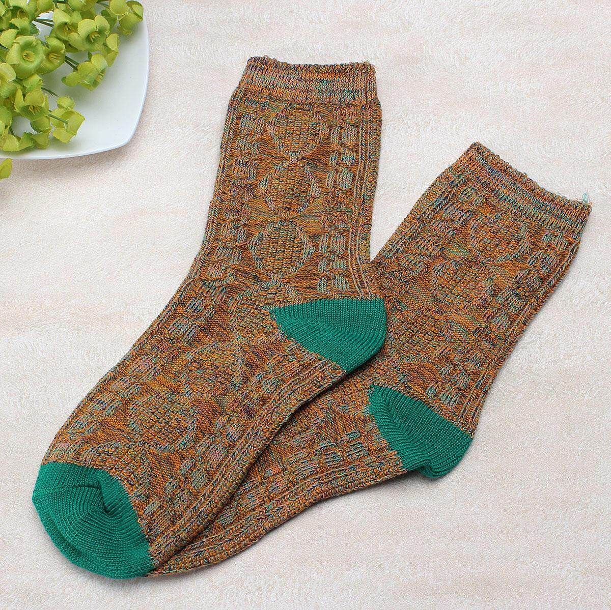 Unisex Casual Cotton Socks Design Multi- Fashion Dress Mens Women's Socks Khaki