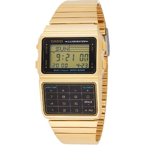 Men's 25 Memory Calculator Databank Watch - Gold Tone