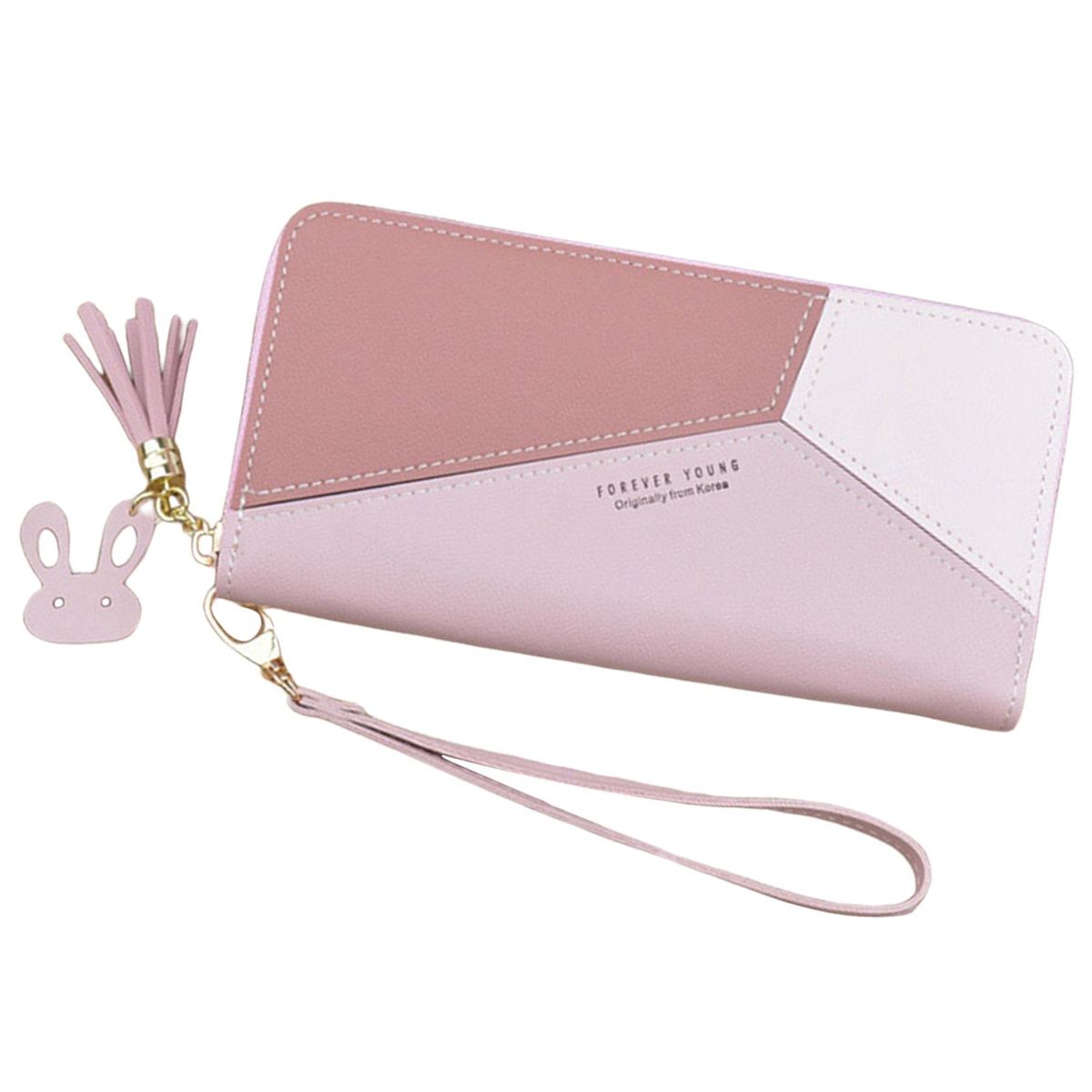 Women PU LEAther Wristlet Wallet Clutch Phone Long Pink