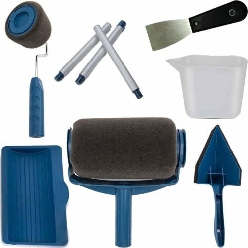 Paint Roller Brush Tool Set With Sticks  - 9 Pieces