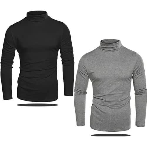 Plain Turtle Neck - Ash And Black