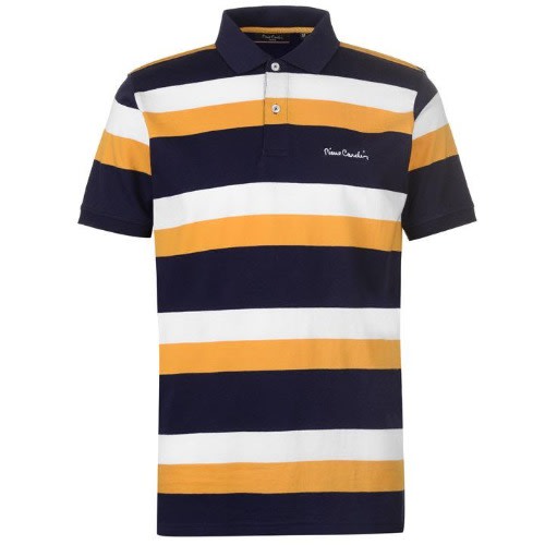 Stripe 3 Polo Shirt Mens- Mustard