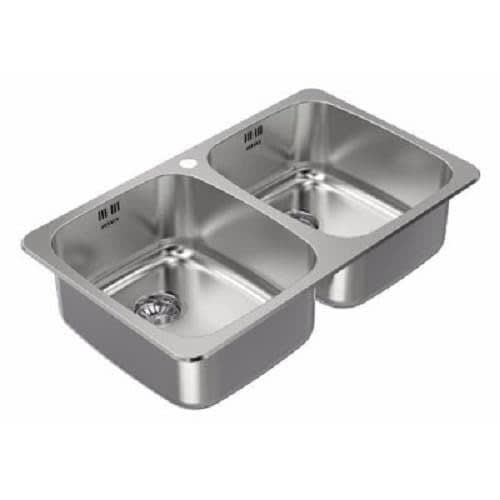 Double Bowl Stainless Steel Kitchen Sink + Long Neck Tap