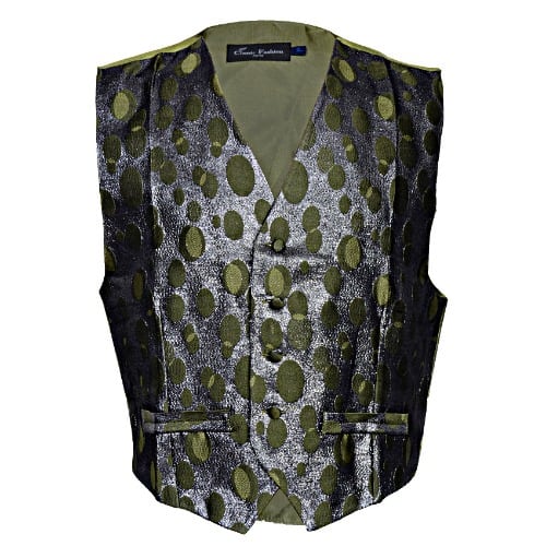 Premium Dot Pattern Waistcoat- Green & Silver - MWC-1472