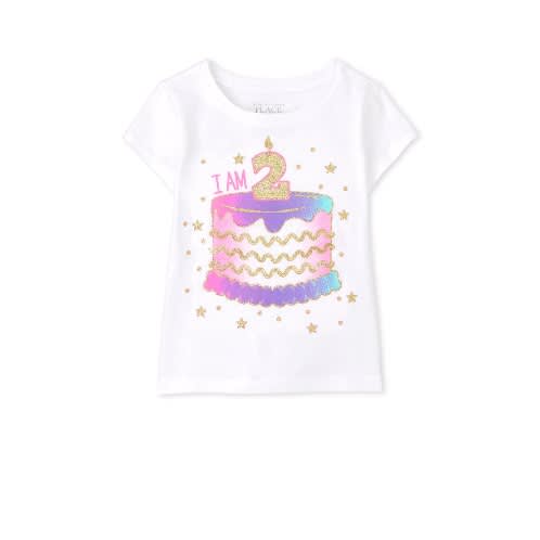 Girls I Am 2 Sparkles Glittering Birthday Cake  - White Top - 2 Years