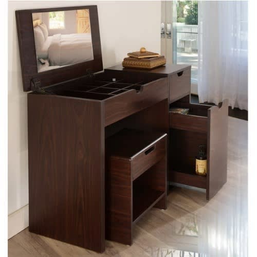 J Best Multi-storage Vanity Table With Mirror & Stool Set