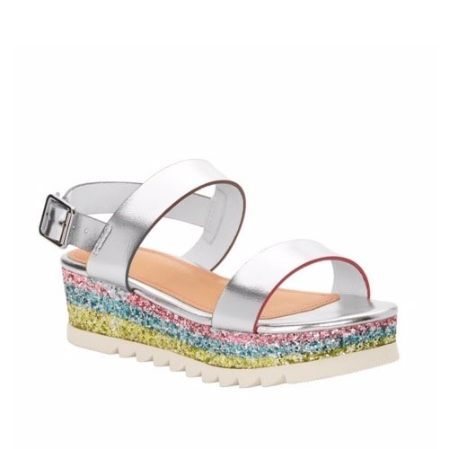 Big Girls Rainbow Glitter Platform Sandals