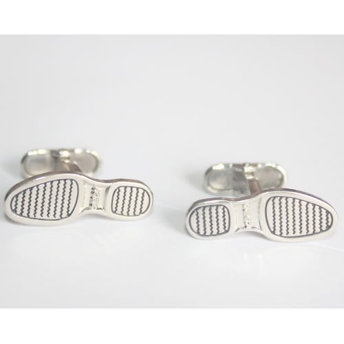 Adorable Slipper Shaped Cuff Links Silver/black Mc-6063