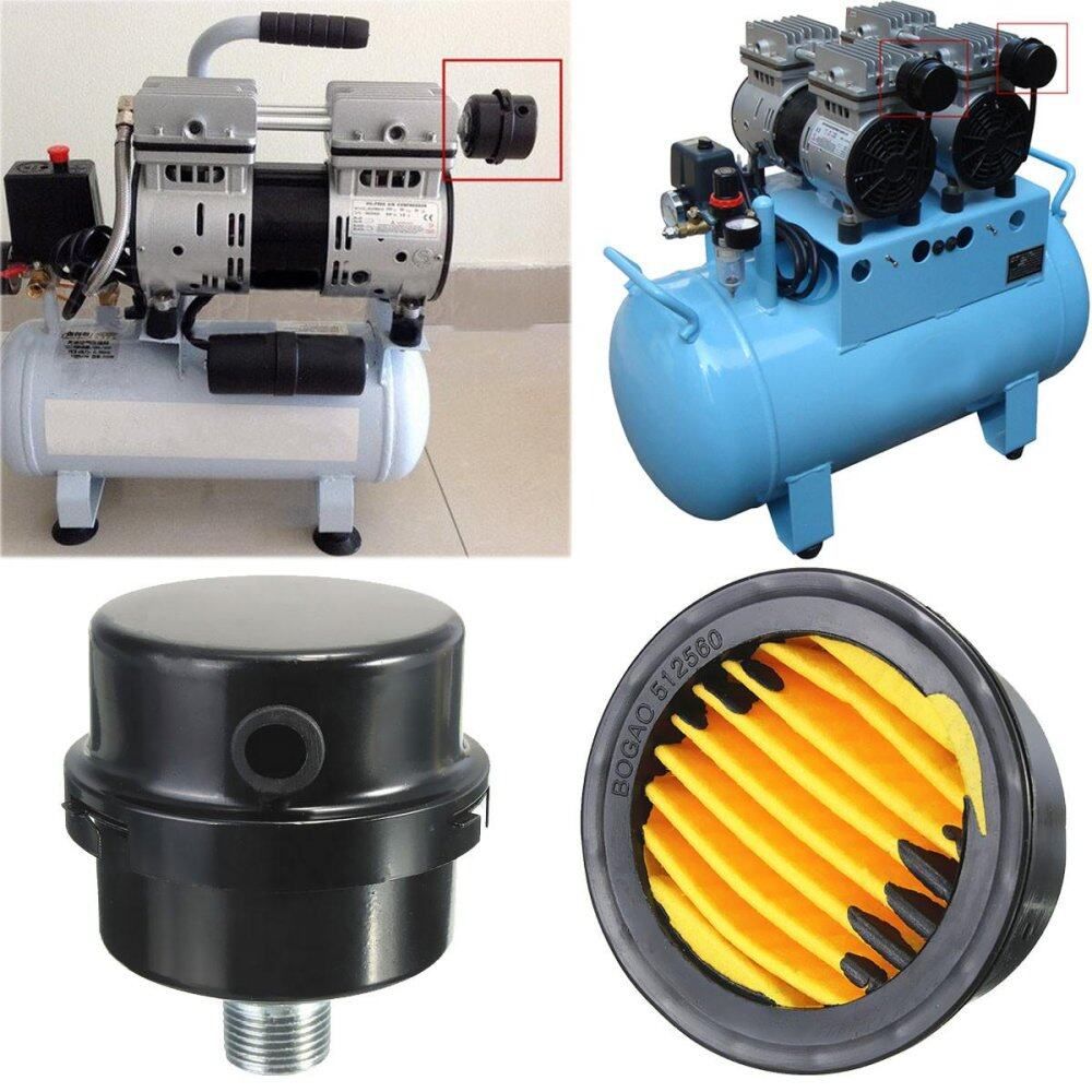 5pcs Black Metal 3/8BSP 16mm Thread Dia Air Compressor Intake Filter Muffler Silencer Blue