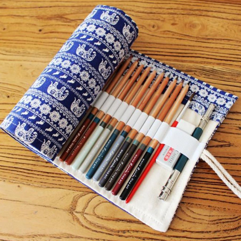 36 Slots Roll Up Canvas  Brush Storage Case Bag Holder Pouch