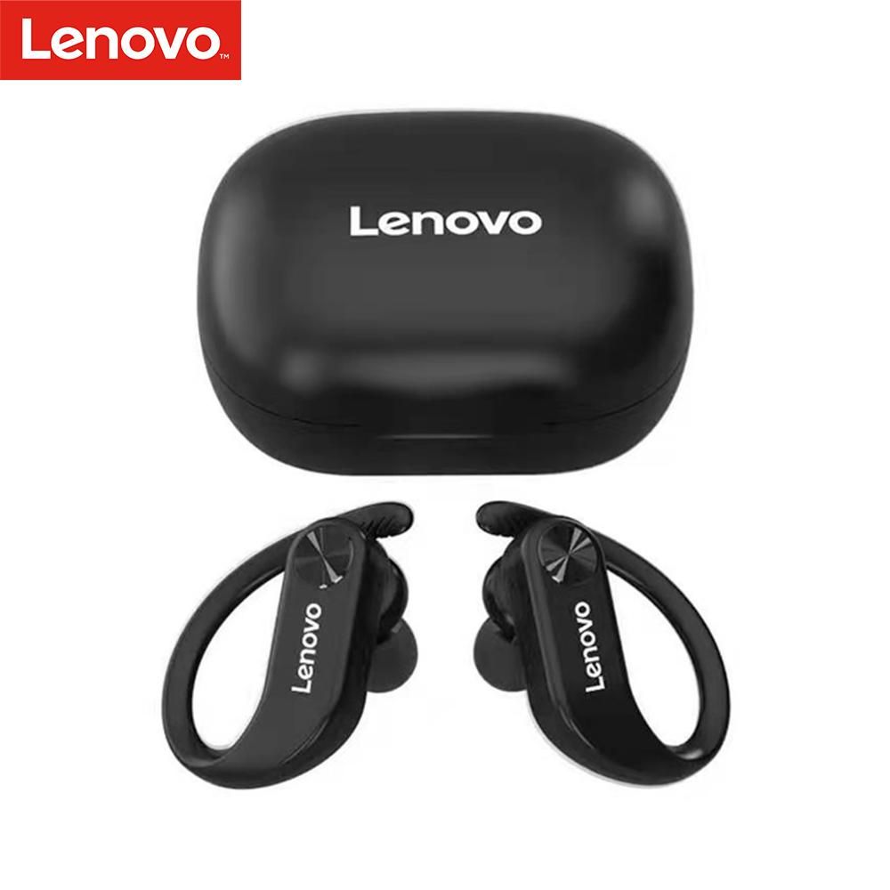 Lenovo LivePods LP7 Ear-hook Headphones BT 5.0 Wireless Earphones with 14mm Driver/Noise Canceling MIC/IPX5 Waterproof/400mAh & LED Power Display Handfree Sport Headsets with MIC for Gym Running Compatible with iOS Android