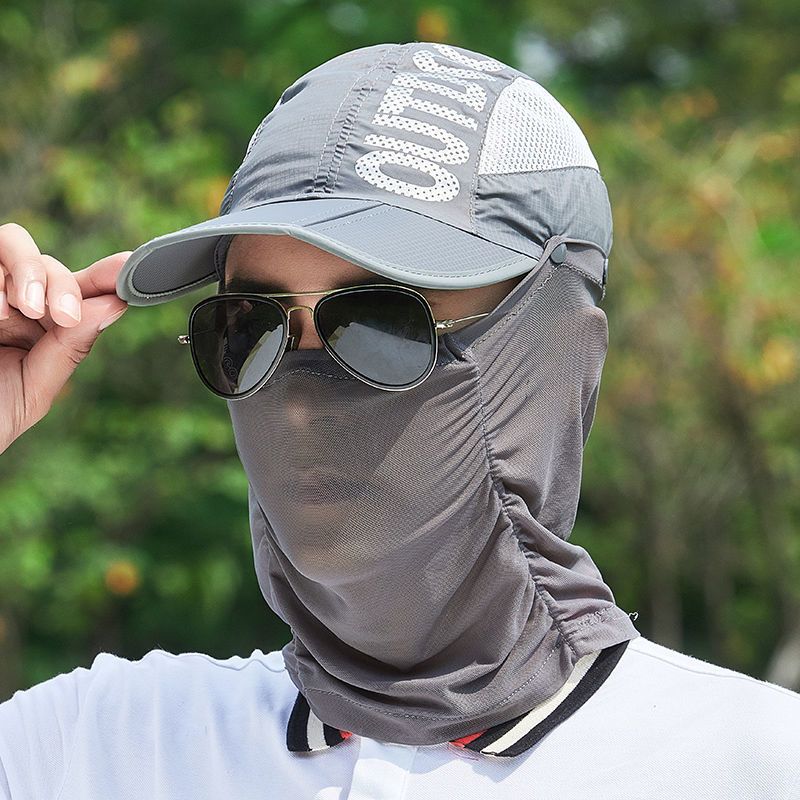 Outdoor Sports Hiking Hat UV Protection Face Neck Cover Fishing Sun Protect Cap Outdoor Hats Headwear Sunscreen Shade Caps Dark Gray