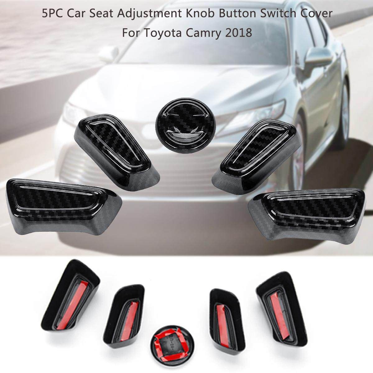 5pcs Car Seat Adjustment Knob Button Switch Cover Trim For TYT Camry 2018 Carbon Fiber Striae