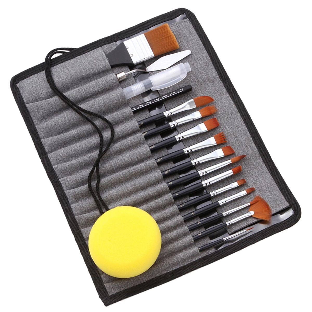 18pcs Artist Paint Brushes Set Bag Pack with Scraper Watercolor Brush Pen Nylon Hair Delicate Wooden   Handle Paintbrushes Carry Canvas Case Art Supplies Gift for Children Adults Beginners for Acrylic Oil Watercolor Gouache N