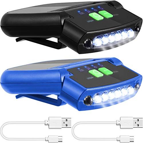 2 Pieces LED Clip On Cap Lights USB Rechargeable Cap Flashli
