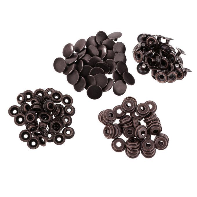 30 Sets Metal Snap Buttons Press Stud Popper Fasteners 15mm Grey Black
